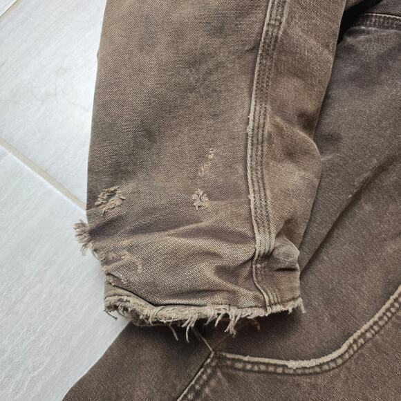 VTG Early 00s Mocha Brown Distressed Carhartt Arctic Work Jacket XL Tall - Picture 3 of 14